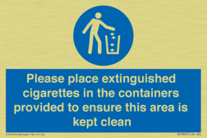 Please place extinguished cigarettes in the containers provided to ensure this area is kept clean
